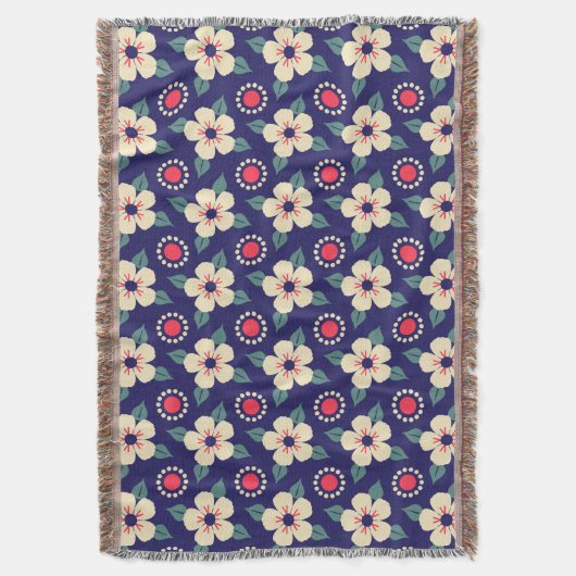 Couverture bleu marine avec fleurs de crème (devant Vertical)