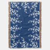 Couverture Bleu marine Fleur de cerisier blanc  (devant Vertical)