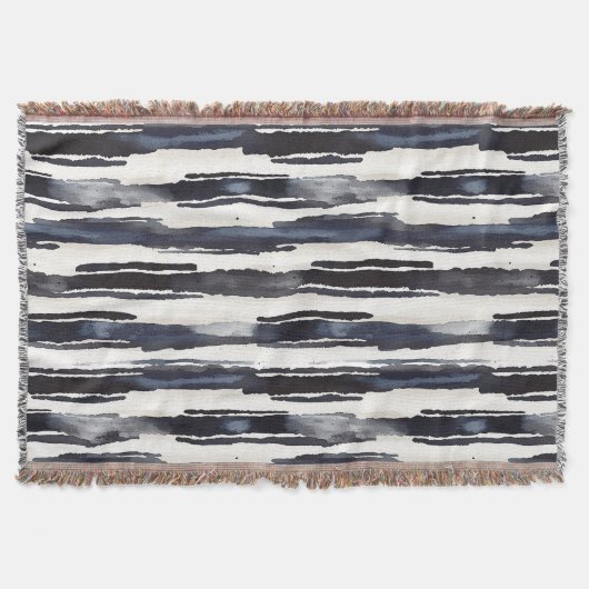 Couverture Bleu Marine Rayures Blanches (Devant)