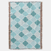 Couverture Bleu Marocain Trellis, Lattes, Quatrefoil (devant Vertical)