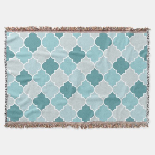 Couverture Bleu Marocain Trellis, Lattes, Quatrefoil (Devant)