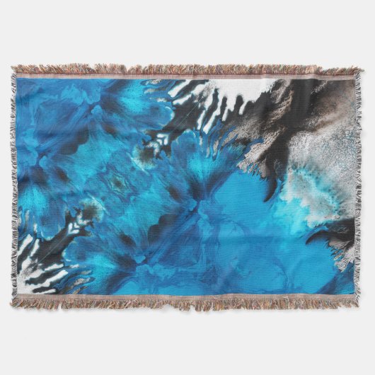 Couverture Bleu Noir Blanc Gris Abstrait Tache de Peinture de (Devant)
