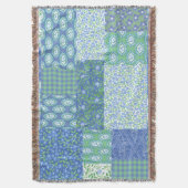 Couverture Bleu Périwinkle Floral Boho Faux Motif Patchwork (devant Vertical)