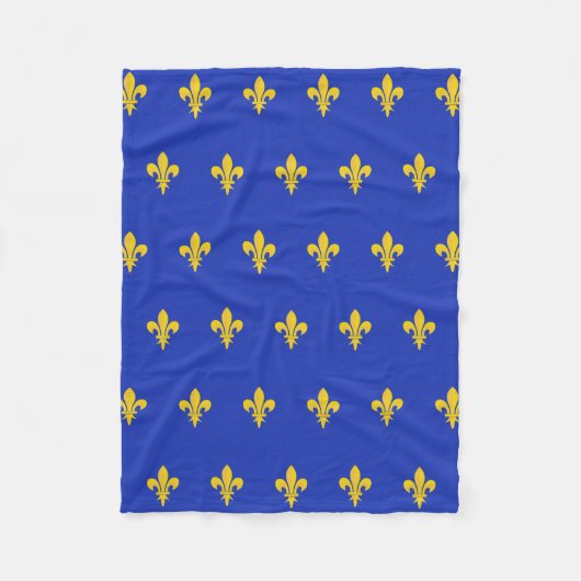 Couverture bleu roi avec motif Fleur de Lys Or (Devant)