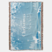 Couverture Bleu Rustique Cabine Noël Blanche de vacances Jete (devant Vertical)