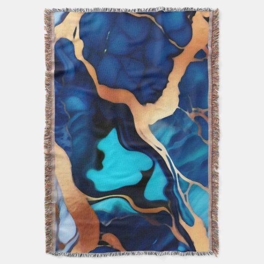 Couverture Bleu tendance en or faux marbre (devant Vertical)