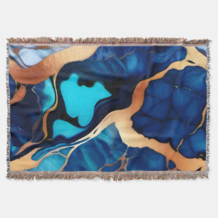 Couverture Bleu tendance en or faux marbre
