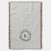 Couverture Bleu Ticker Stripes Wreath Monogramme | Agritouris (devant Vertical)