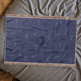 Couverture Bleu traditionnel japonais Vague Seigaiha Monogram