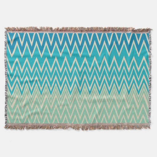 Couverture Bleu turquoise, turquoise et vert Zigzags (Devant)