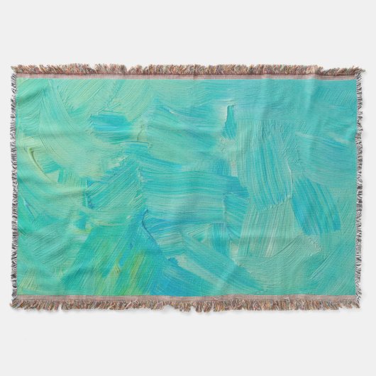 Couverture Bleu Vert : Brush Stroke Texture. (Devant)