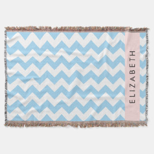 Couverture Bleu Zigzag, Bleu Chevron, Vague Motif, Votre Nom