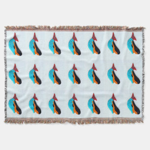 couverture bleue de jet de motif de sirènes