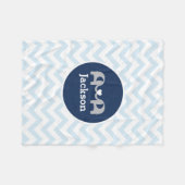 Couverture bleue personnalisée de bébé de Chevron (Devant (Horizontal))