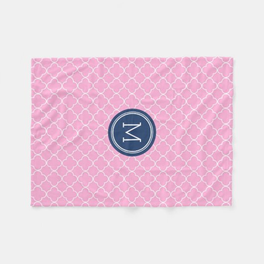 Couverture bleue rose de monogramme de motif de (Devant (Horizontal))