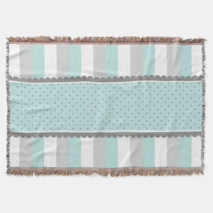 Couverture Bleus layette et rayures et pois mignons de gris
