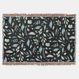 Couverture Bleus Motif de feuilles traditionnelles sur le noi