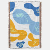 Couverture Blobs botaniques Abstraits Bleu Jaune Blanche (devant Vertical)