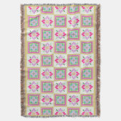 Couverture Blocs de patchwork Fleurs abstraites Plaid (devant Vertical)