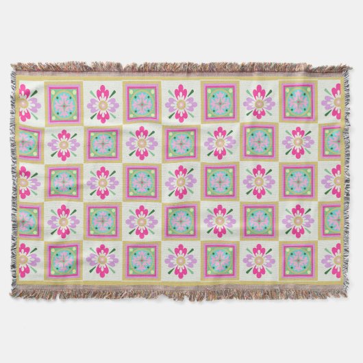 Couverture Blocs de patchwork Fleurs abstraites Plaid (Devant)