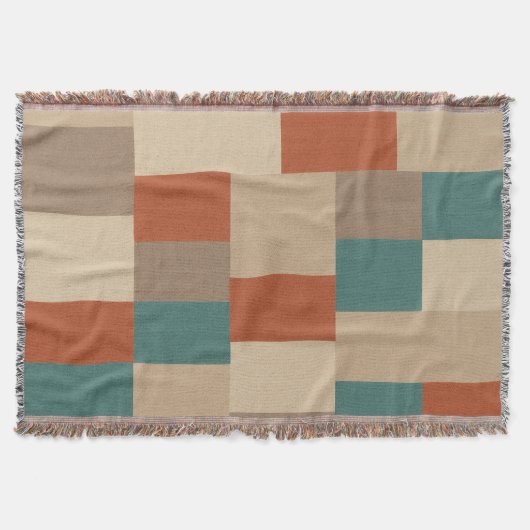 Couverture Blocs Géométriques Modernes Sarcelle & Beige (Devant)