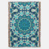 Couverture Blue Aqua Mandala Rosette Retro Hippie (devant Vertical)