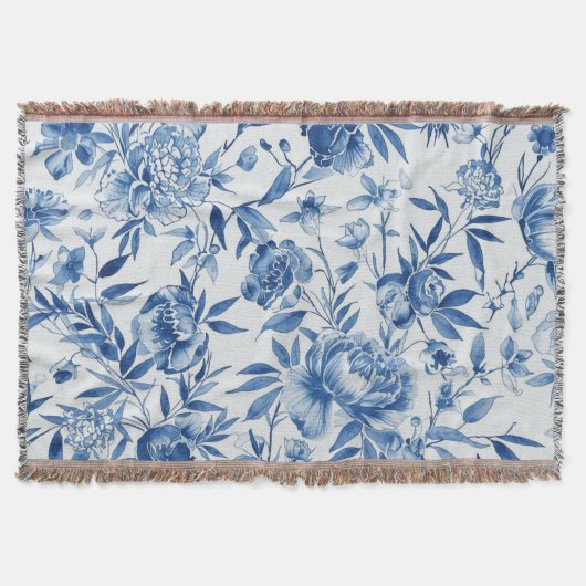 Couverture Blue Chinoiserie Watercolor Floral Botanical (Devant)