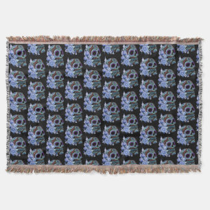 Couverture Blue Floral Black Sugar Skull Jour des morts