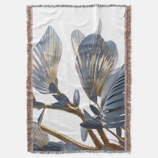 Couverture Blue Floral Design Plant (devant Vertical)