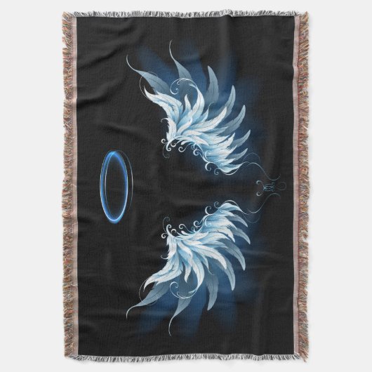 Couverture Blue Glowing Angel Wings on black background (devant Vertical)