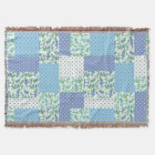 Couverture Blue Green Faux Patchwork Snowdrops et Pois (Devant)