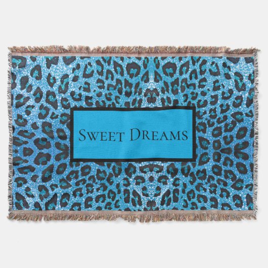 Couverture Blue Leopard Faux Sparkle Sweet Dreams Modern Chic (Devant)