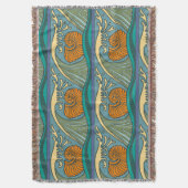 Couverture Blue Ocean Waves Nautilus Seashell Motif Nouveau (devant Vertical)