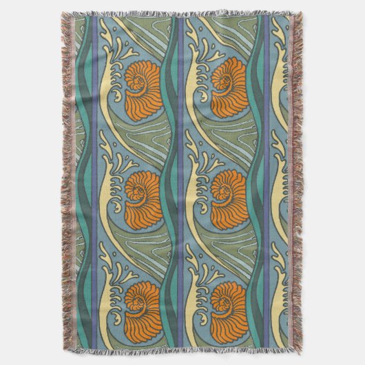 Couverture Blue Ocean Waves Nautilus Seashell Motif Nouveau (devant Vertical)