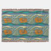 Couverture Blue Ocean Waves Nautilus Seashell Motif Nouveau (Devant)
