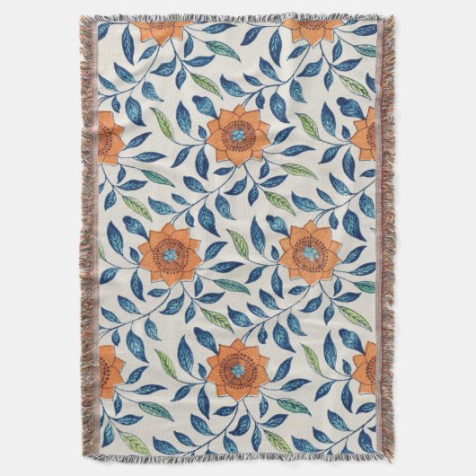 Couverture Blue & Orange Floral Pattern (devant Vertical)