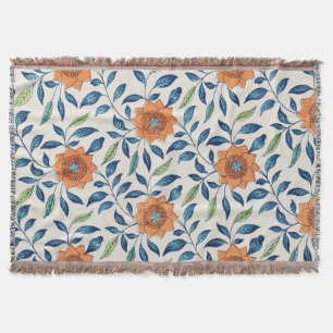Couverture Blue & Orange Floral Pattern
