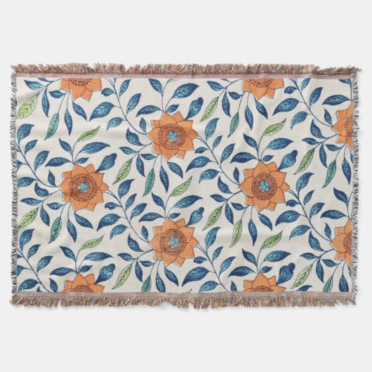 Couverture Blue & Orange Floral Pattern (Devant)