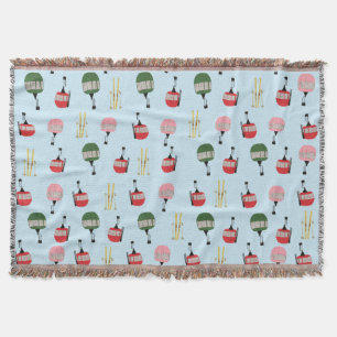 Couverture Blue Retro Ski Ascenseur Gondola Ski d'hiver