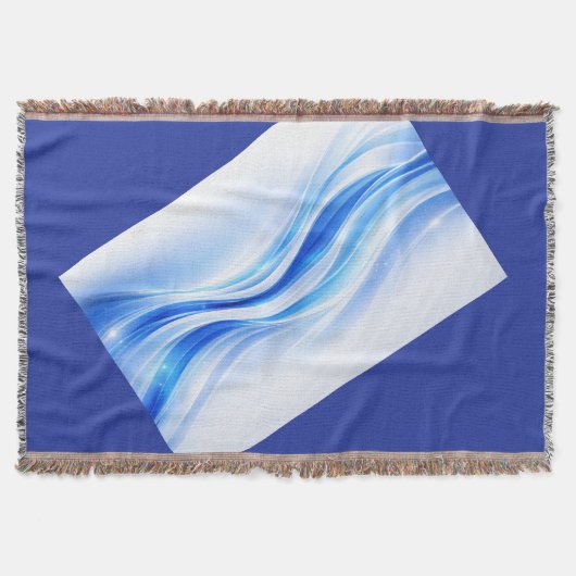 Couverture Blue & Silver Abstract Wave Blanket – Modern Flowi (Devant)