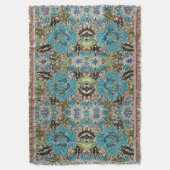 Couverture bohème girly chic argent turquoise fleur bleu (devant Vertical)