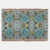 Couverture bohème girly chic argent turquoise fleur bleu (Devant)