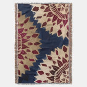 Couverture Bohême Gold Navy Bourgogne main tiré Mandala (devant Vertical)