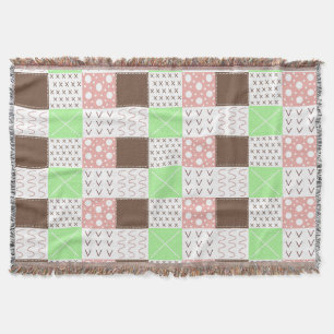 Couverture Boho Brown, Bourgogne, vert et mauve Whimsical