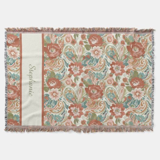 Couverture Boho Chic Floral Paisley Pattern Throw Blanket (Devant)