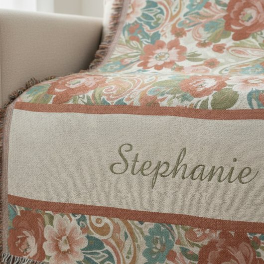 Couverture Boho Chic Floral Paisley Pattern Throw Blanket