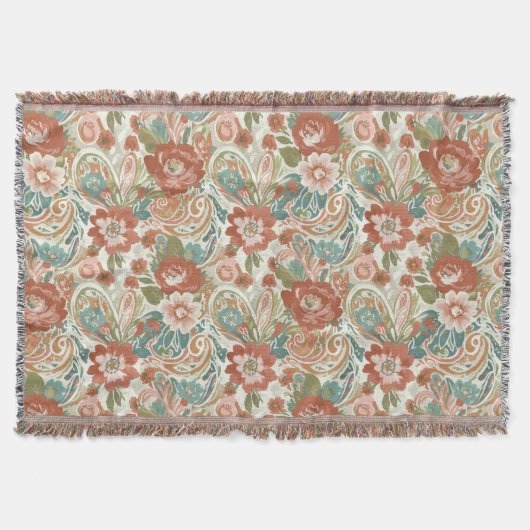 Couverture Boho Chic Floral Paisley Pattern Throw Blanket (Devant)