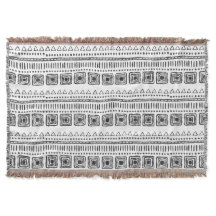 Boho Ethnic Thot Blanket - Noir & Blanc
