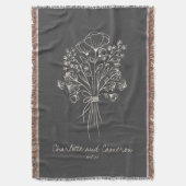 Couverture Boho Flower Line Art Drawing Monogrammed Wedding  (devant Vertical)