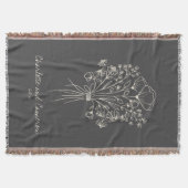 Couverture Boho Flower Line Art Drawing Monogrammed Wedding  (Devant)